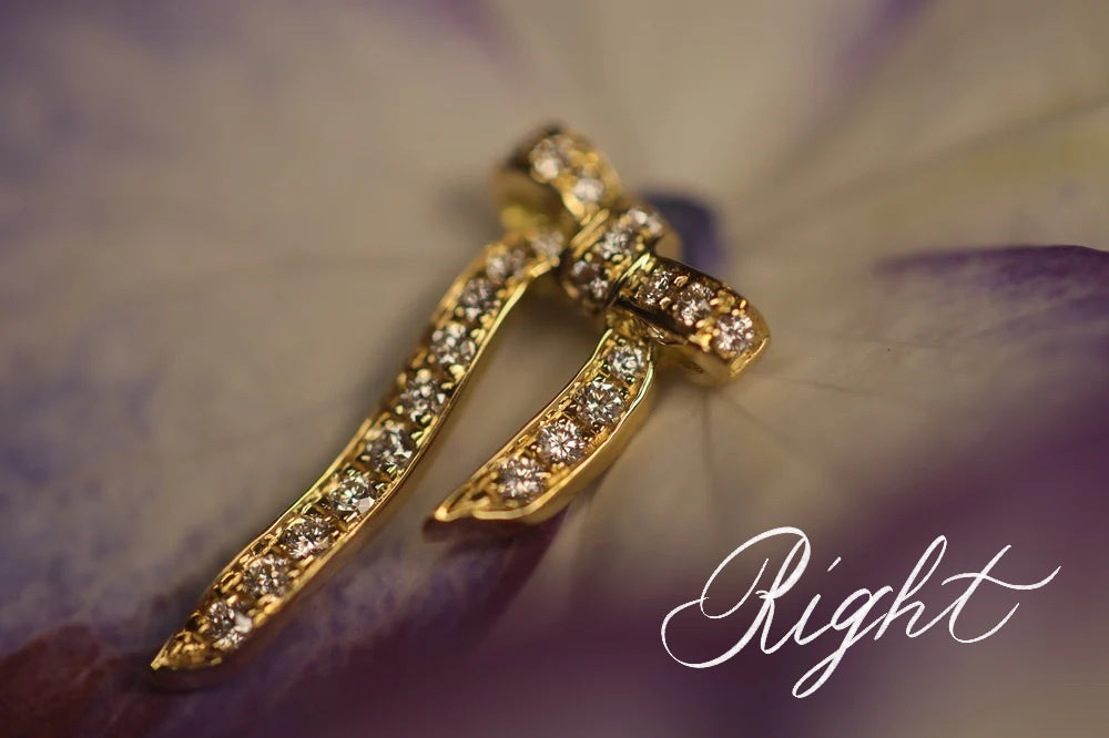 クアラントット　Eleganza ピアス　片耳　リボン　ダイヤ クアラントットquarant'otto エレガンザ Eleganza ピアス