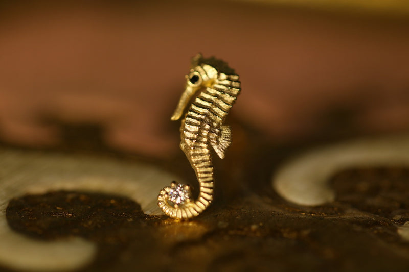 Navachi, Spilla Placcatao Oro 18 K Con Cristalli, Raffigurante Ippocampo, Cavalluccio Marino E 18ct Base Metallo Placcato Oro, Colore - Foto 3